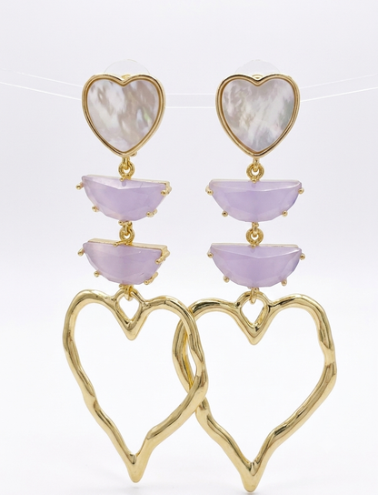 Delicados pendientes de corazón en color rosa 💗