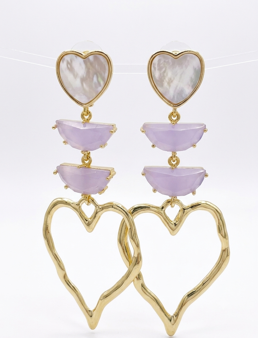 Delicados pendientes de corazón en color rosa 💗