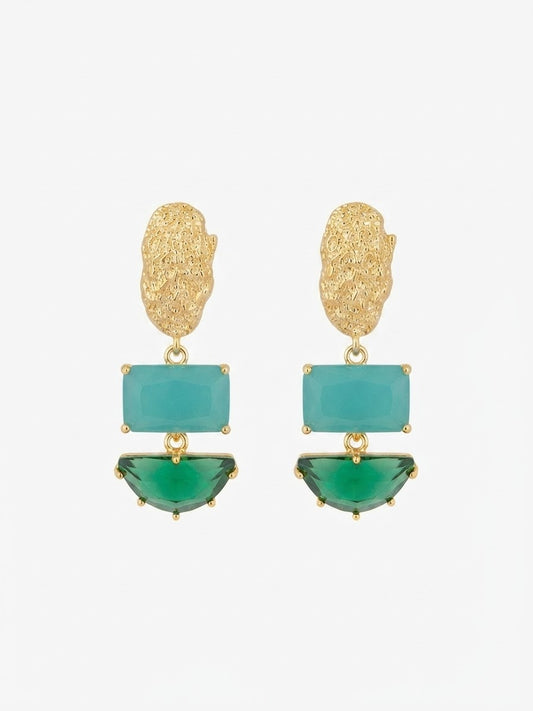 Pendientes Dulce Esmeralda en degradado verde esmeralda y turquesa, acabado dorado