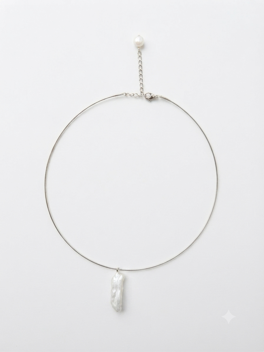 gargantilla minimalista de plata con perla natural
