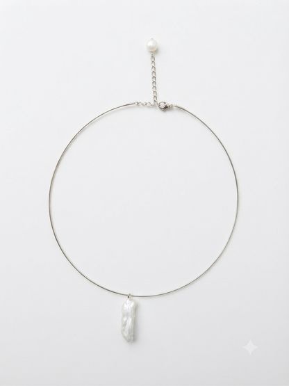 gargantilla minimalista de plata con perla natural